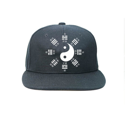 Adjustable Flat bill Customized design rubber printing Tai Ji Sports snapback Hats Caps