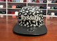Unisex Custom White 3D Embroidery 6 Panels Pu Leather Flat Brim Hats Sport Urban Street Cap