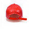 Speical material polyester leather custom printed tiger logo red metal sunday buckle baseball caps