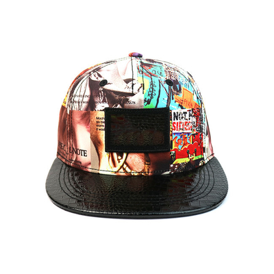 High - End ACE Unisex Creative Graffiti Snapback Curve Brim Cap Leather With Leather Patch