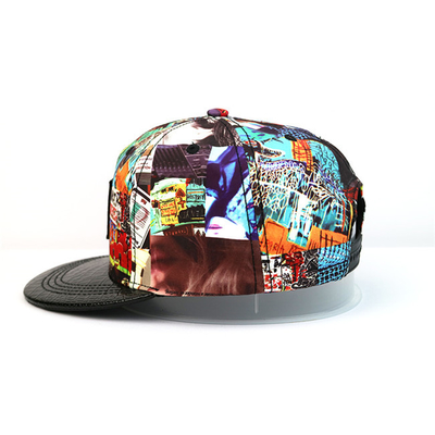 High - End ACE Unisex Creative Graffiti Snapback Curve Brim Cap Leather With Leather Patch