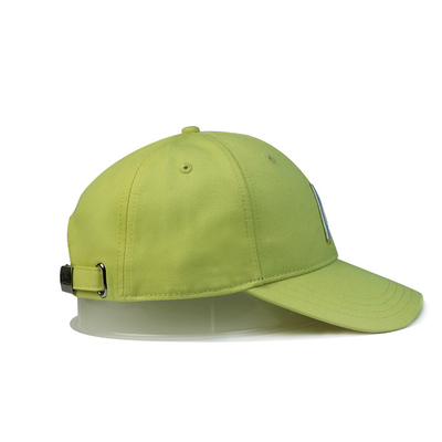 Green Polyester 6 Panel Baseball Cap Flat Visor / Cotton Golf Caps