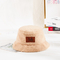Plain Color Warm Furry Plush Fisherman Bucket Hat For Ladies