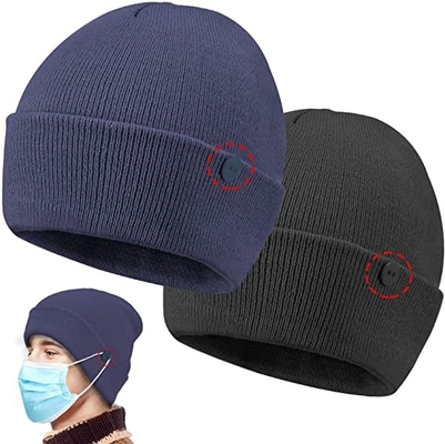 Custom Button 58cm Knit Beanie Hats Easy To Wear Masks