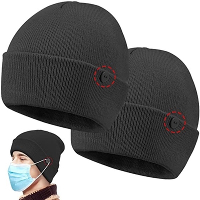 Custom Button 58cm Knit Beanie Hats Easy To Wear Masks