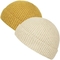 Yellow Acrylic Plain Knit Beanie Hats With Short Brim Adult Size