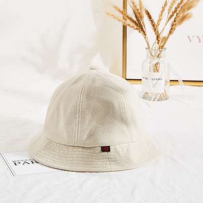 Winter Unisex Terry Cloth Soft Fabric Bucket Hat Cream Color