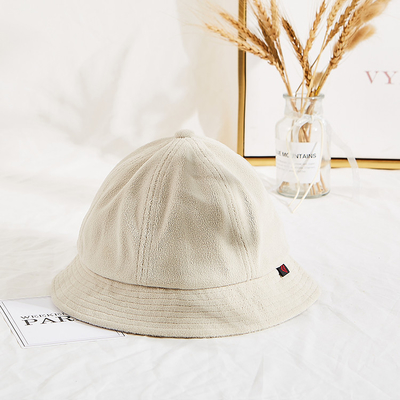 Winter Unisex Terry Cloth Soft Fabric Bucket Hat Cream Color