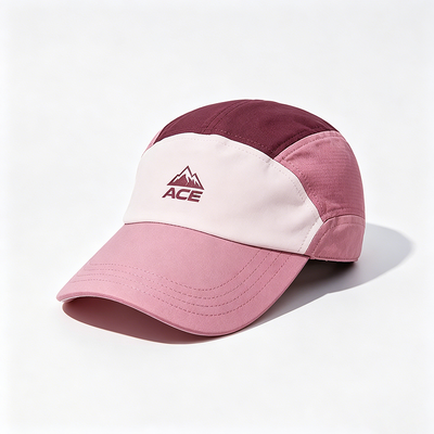 Flat Brim 5 Panel Camper Hat with Customizable Logo and Hook-and-Loop Strap for Outdoor Activities