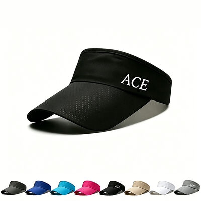Adjustable strap type sun visor cap made of 100 percent polyester ideal for running golf tennis and other outdoor sports